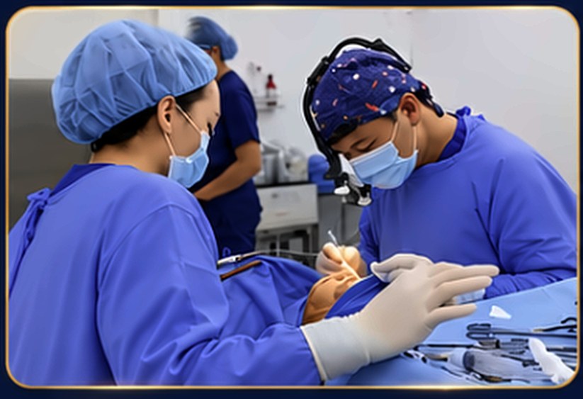 Surgeons operating in a Kangnam Aesthetic Hospital theater